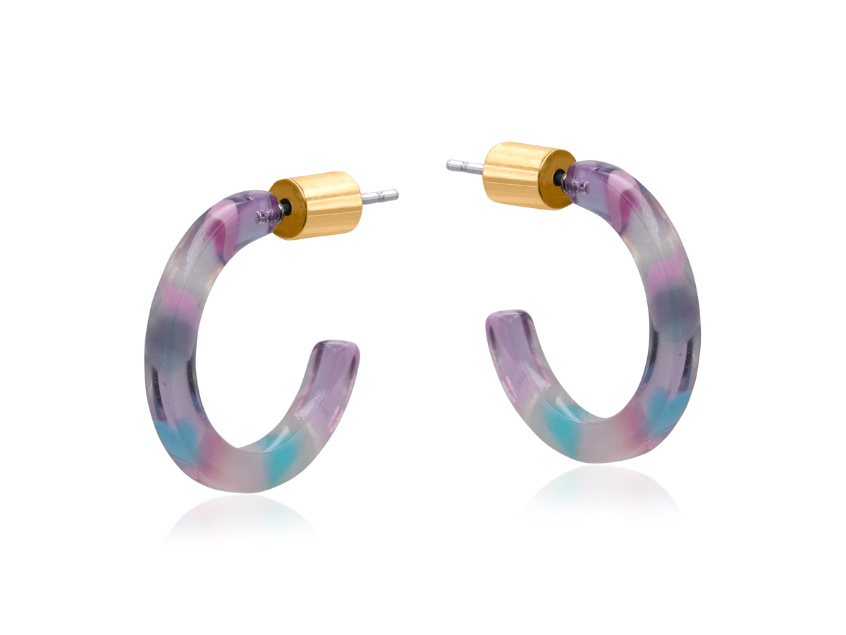 Picture of LILAC MELPOMENE PETITE HOOP RESIN EARRINGS
