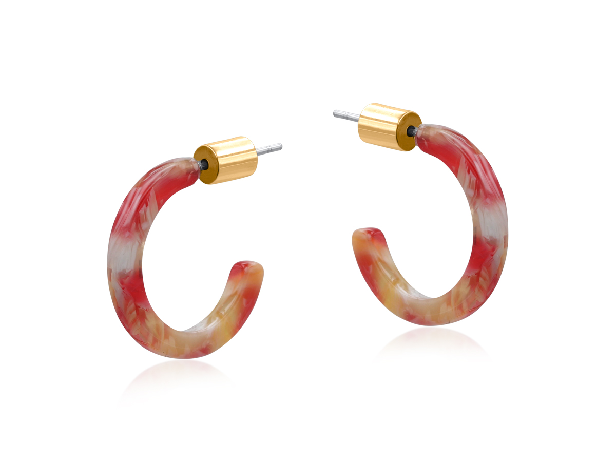 Picture of RED MELPOMENE PETITE HOOP RESIN EARRINGS