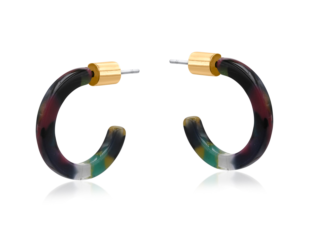 Picture of PURPLE GREEN  TERPISCHOPE PETITE HOOP RESIN EARRIN