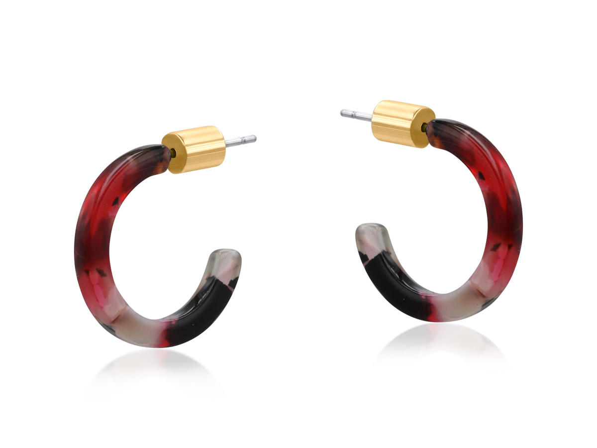 Picture of RED GREEN  TERPISCHOPE PETITE HOOP RESIN EARRINGS
