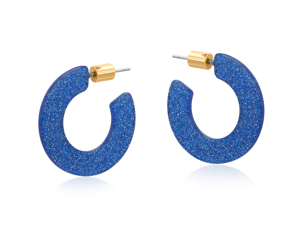 Picture of BLUE PAULINA FLAT OVAL RESIN HOOP EARRINGS