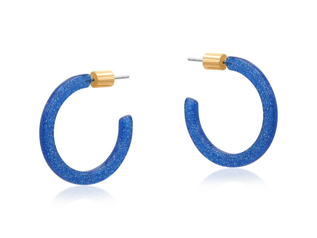 Picture of BLUE PAULINA THIN RESIN HOOP EARRINGS