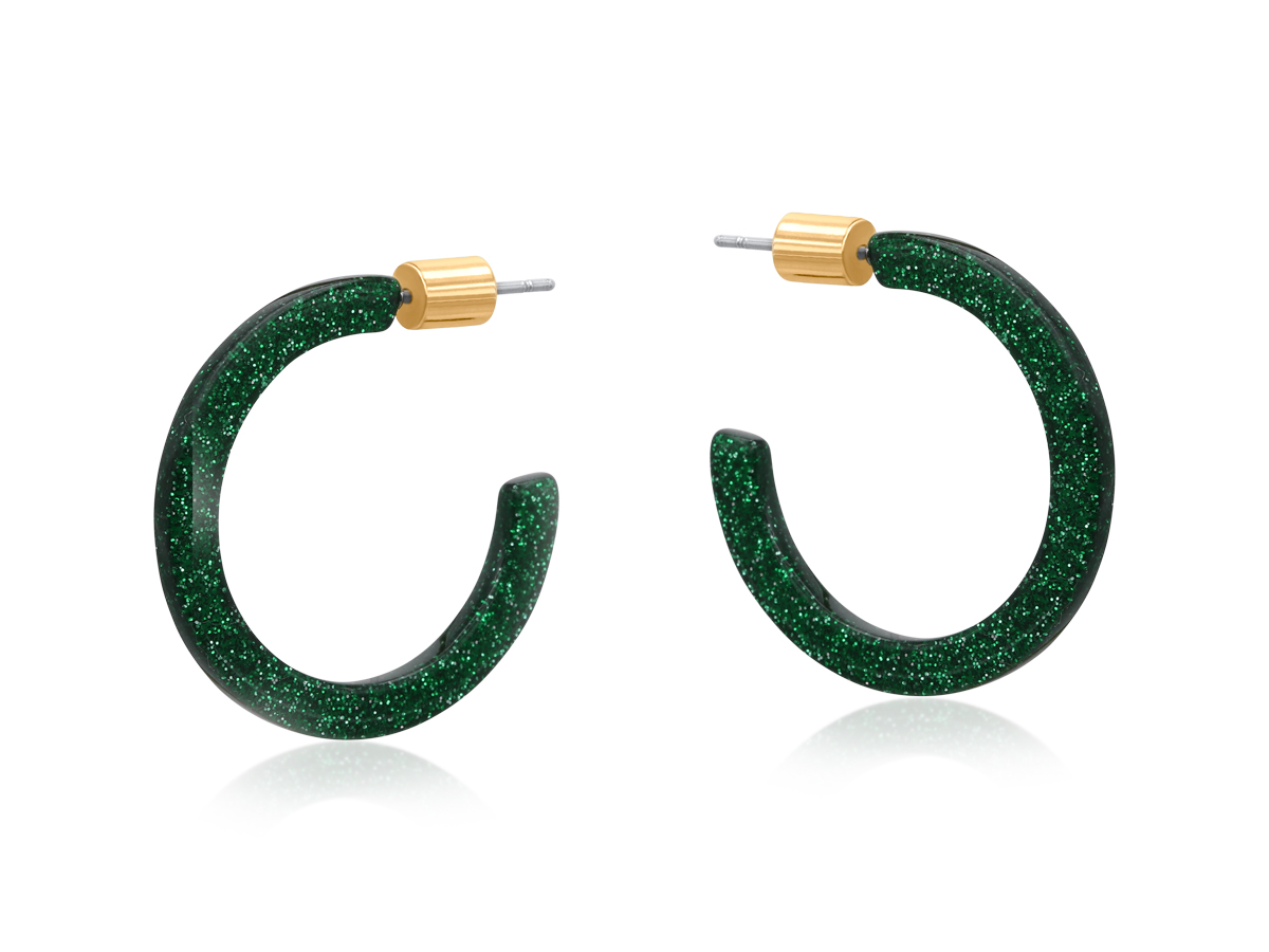 Picture of GREEN PAULINA THIN RESIN HOOP EARRINGS