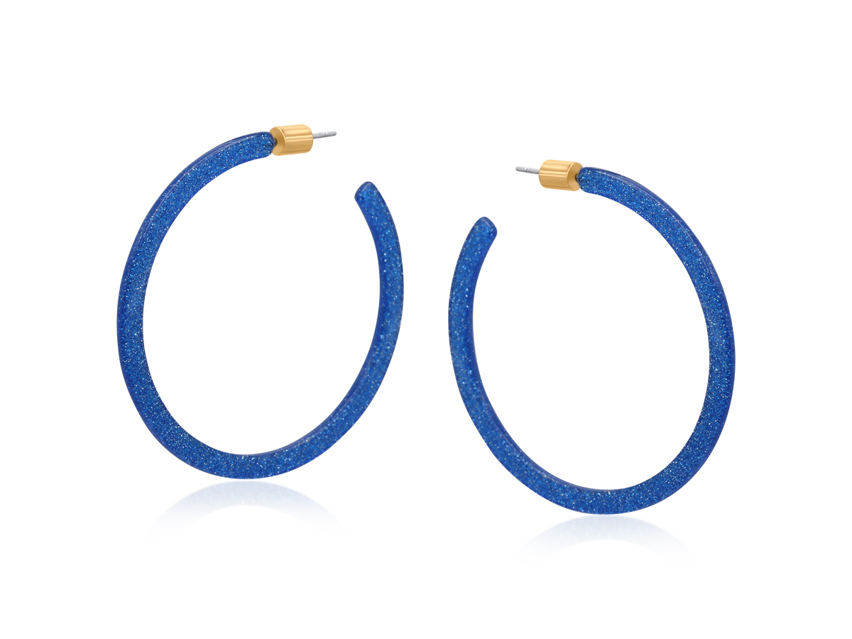 Picture of BLUE PAULINA RESIN STATEMENT HOOP EARRINGS