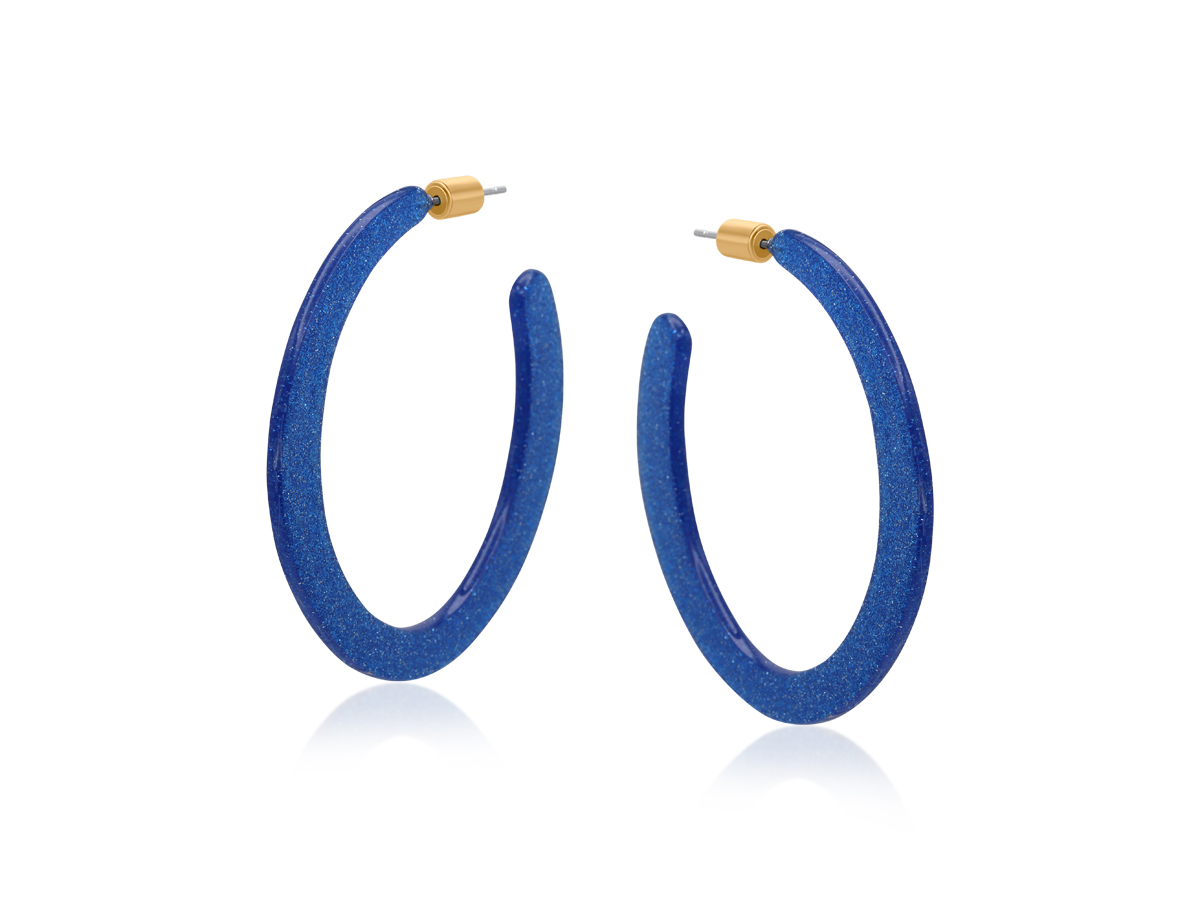 Picture of BLUE PAULINA RESIN STATEMENT CUT OUT HOOP EARRINGS