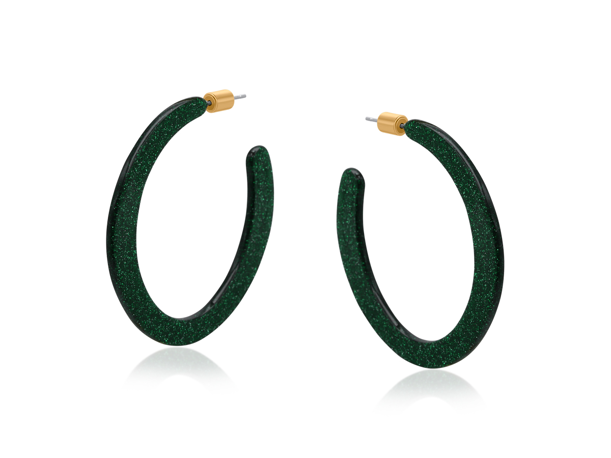 Picture of GREEN PAULINA RESIN STATEMENT CUT OUT HOOP EARRING