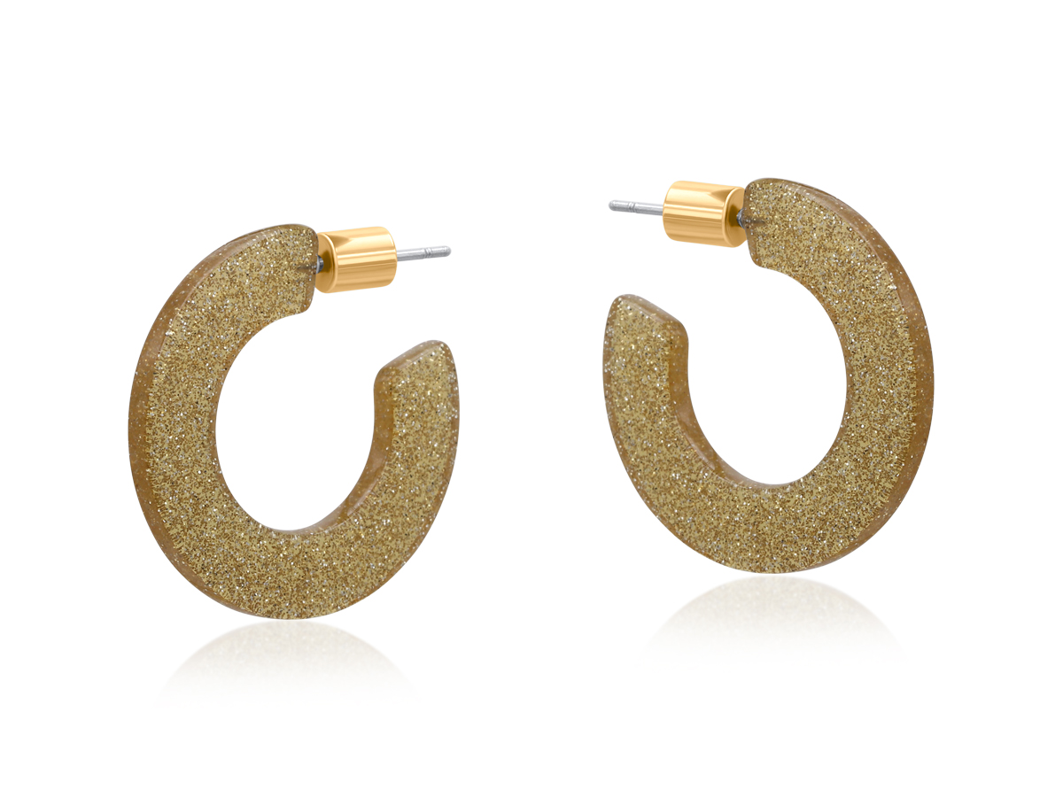 Picture of CHAMPAGNE EMMAUELA FLAT OVAL RESIN HOOP EARRINGS
