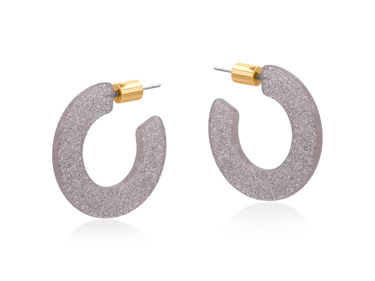 Picture of GREY EMMAUELA FLAT OVAL RESIN HOOP EARRINGS
