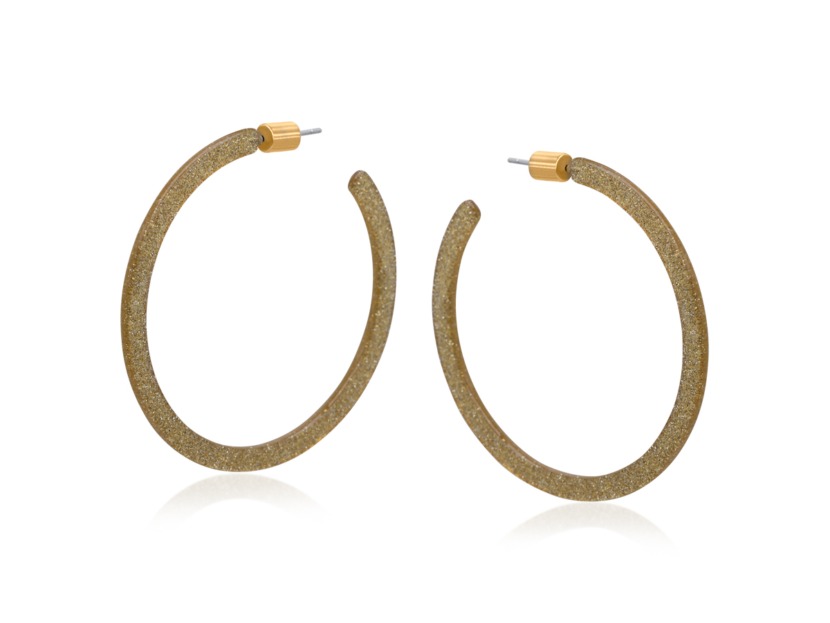 Picture of CHAMPAGNE EMMAUELA RESIN STATEMENT HOOP EARRINGS