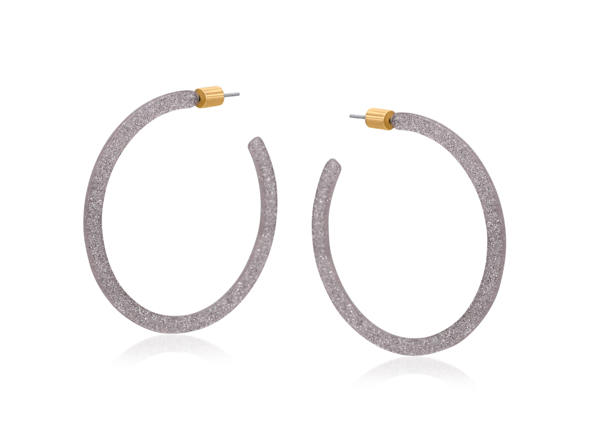 Picture of GREY EMMAUELA RESIN STATEMENT HOOP EARRINGS