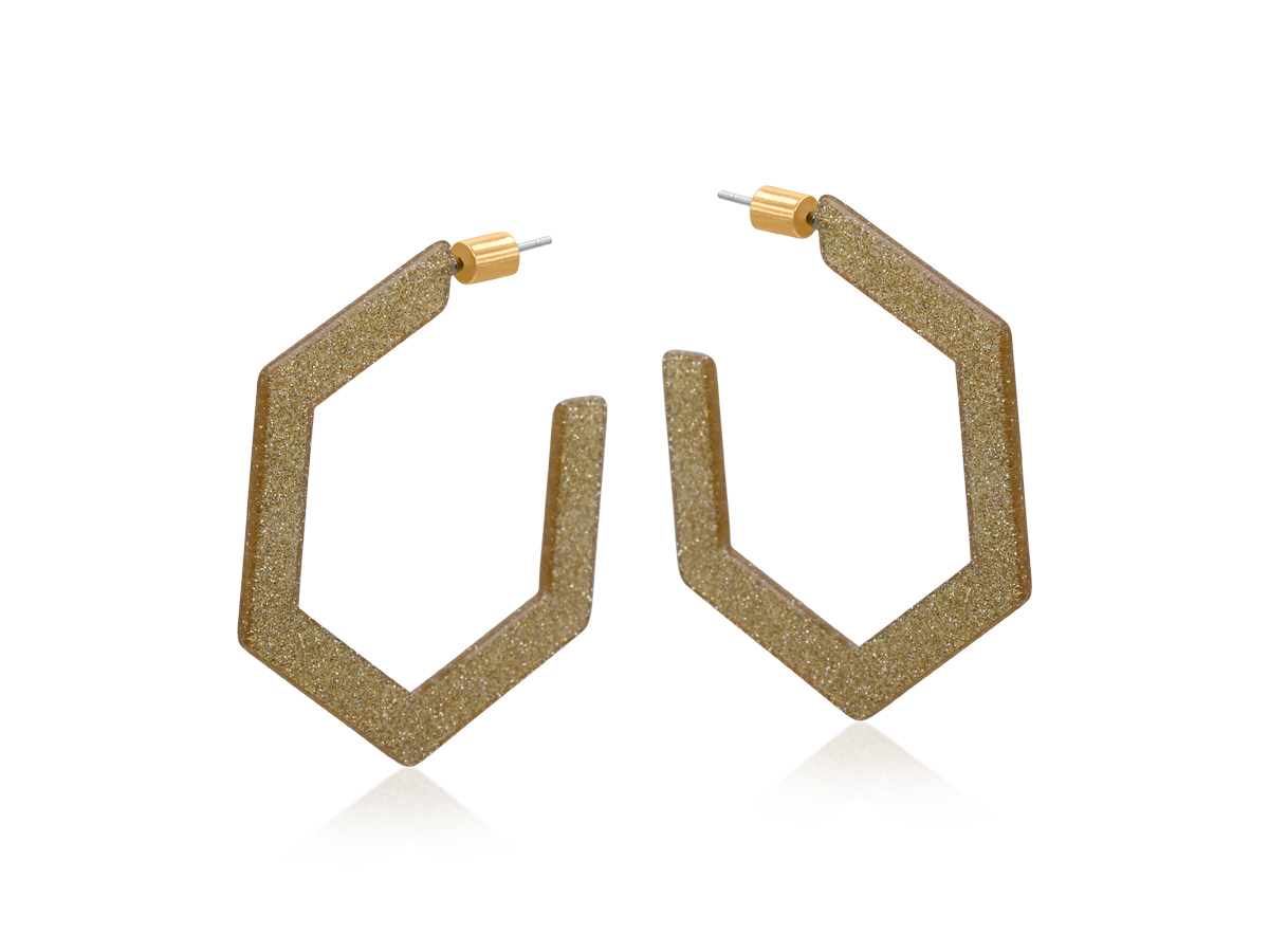 Picture of CHAMPAGNE EMMAUELA RESIN HEXAGON STATEMENT HOOP EA
