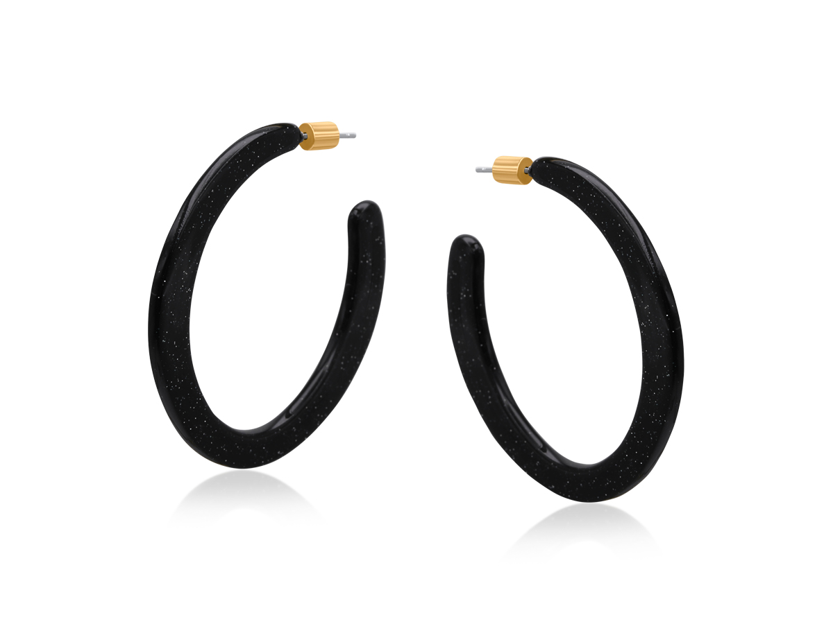 Picture of BLACK EMMAUELA RESIN STATEMENT CUT OUT HOOP EARRIN