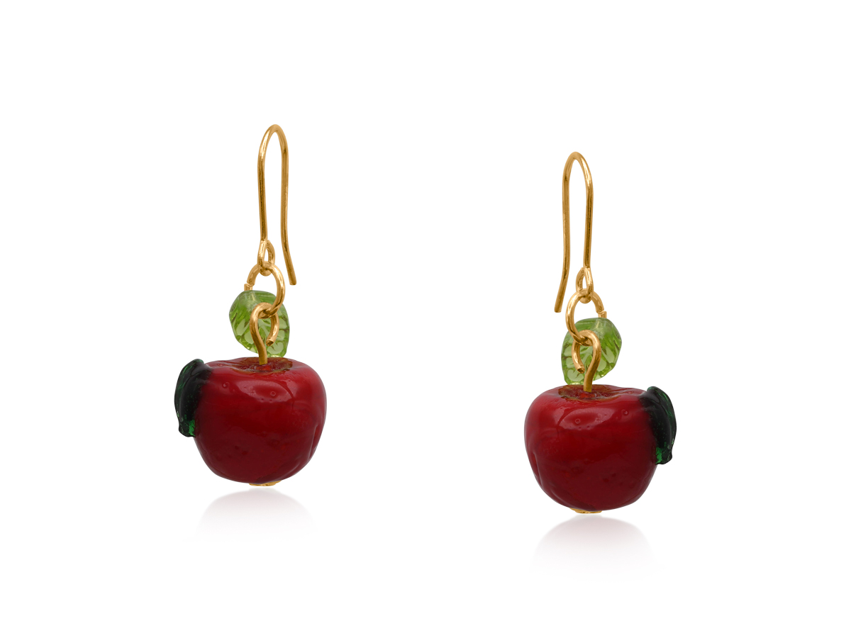 Picture of RED APPLE TINY DROP EARRINGS