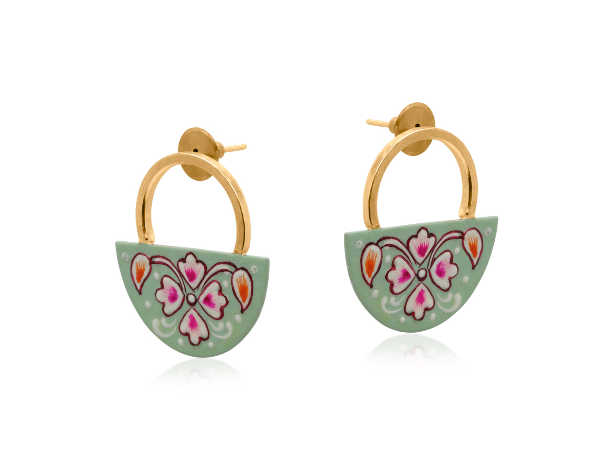 Picture of MINT MALLIKA HAND PAINTED ARTISAN EARRINGS