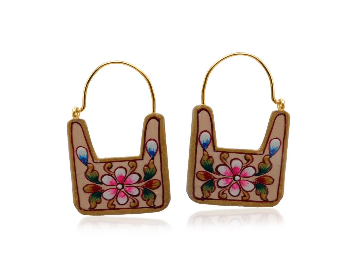 Picture of CREAM VASANTI HAND PAINTED ARTISAN EARRINGS