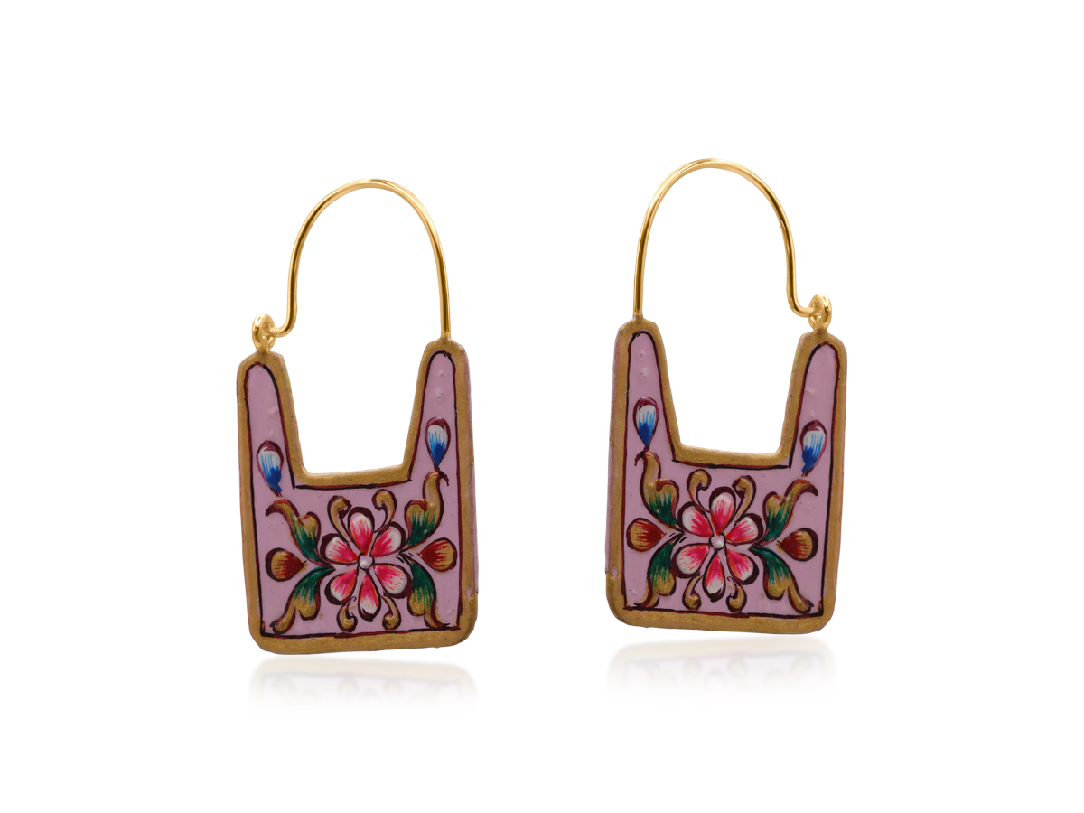 Picture of PINK VASANTI HAND PAINTED ARTISAN EARRINGS