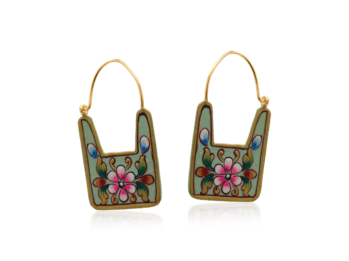 Picture of MINT VASANTI HAND PAINTED ARTISAN EARRINGS
