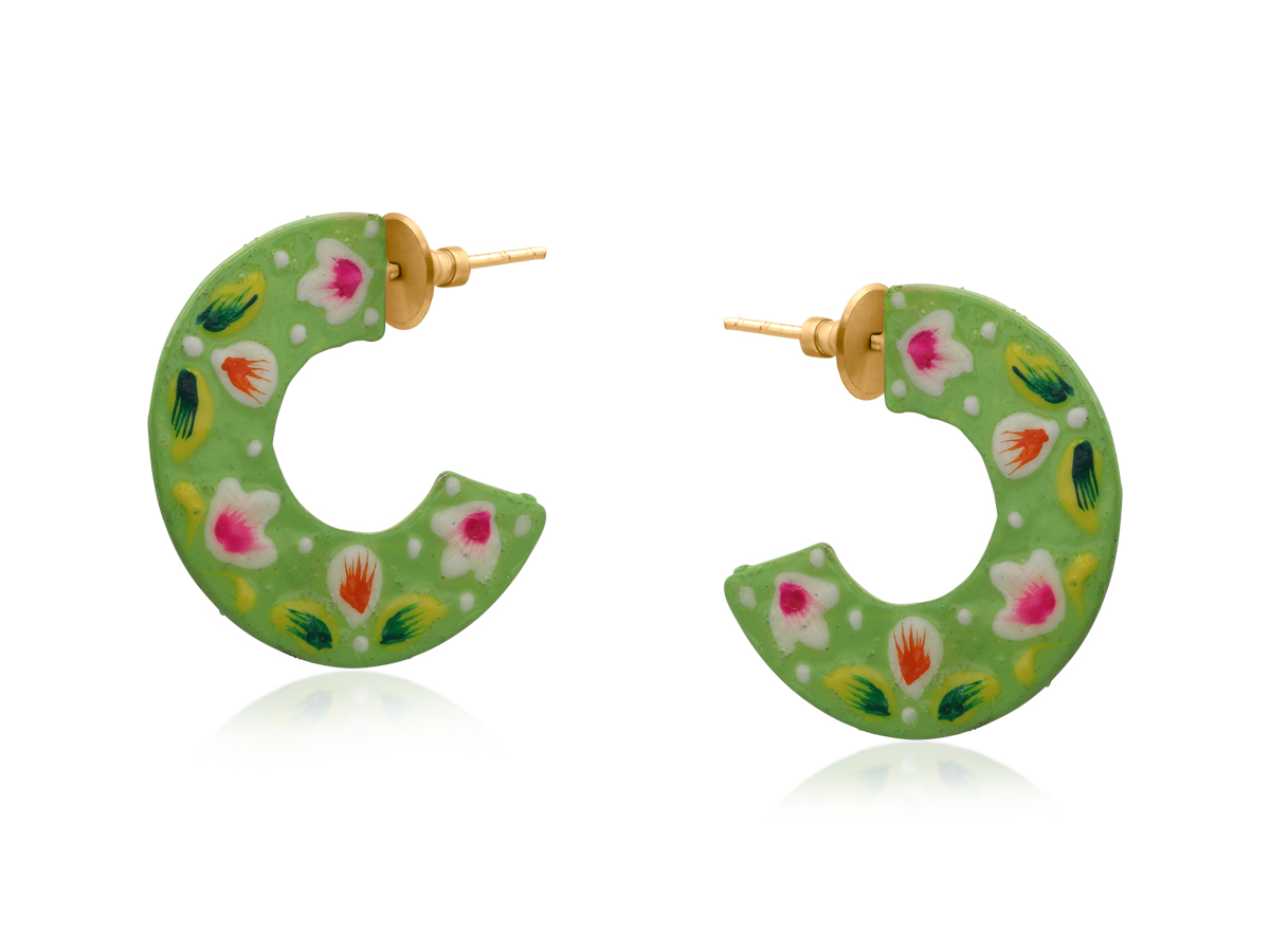 Picture of GREEN PALLAVI HAND PAINTED ARTISAN EARRINGS