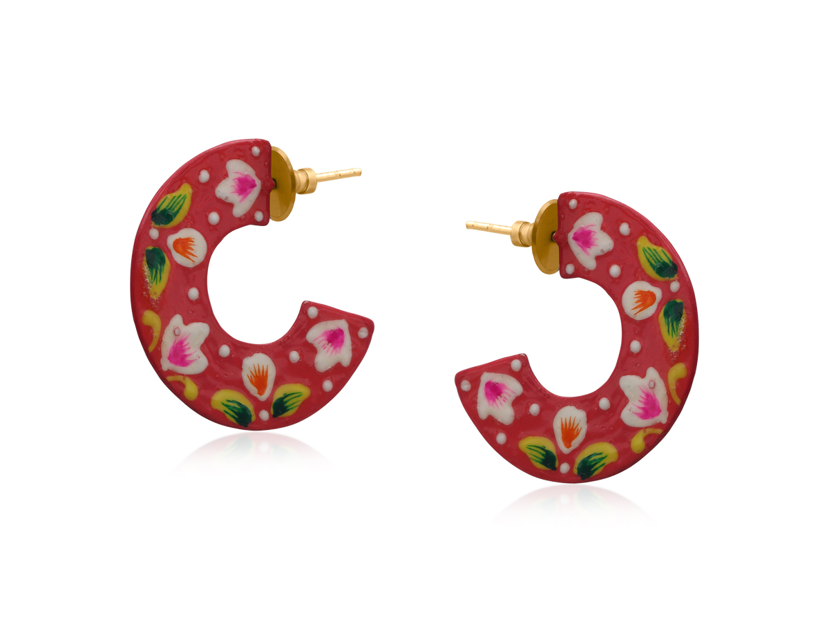 Picture of RED PALLAVI HAND PAINTED ARTISAN EARRINGS