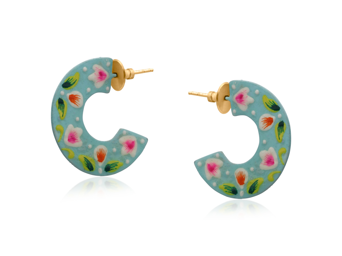 Picture of MINT PALLAVI HAND PAINTED ARTISAN EARRINGS