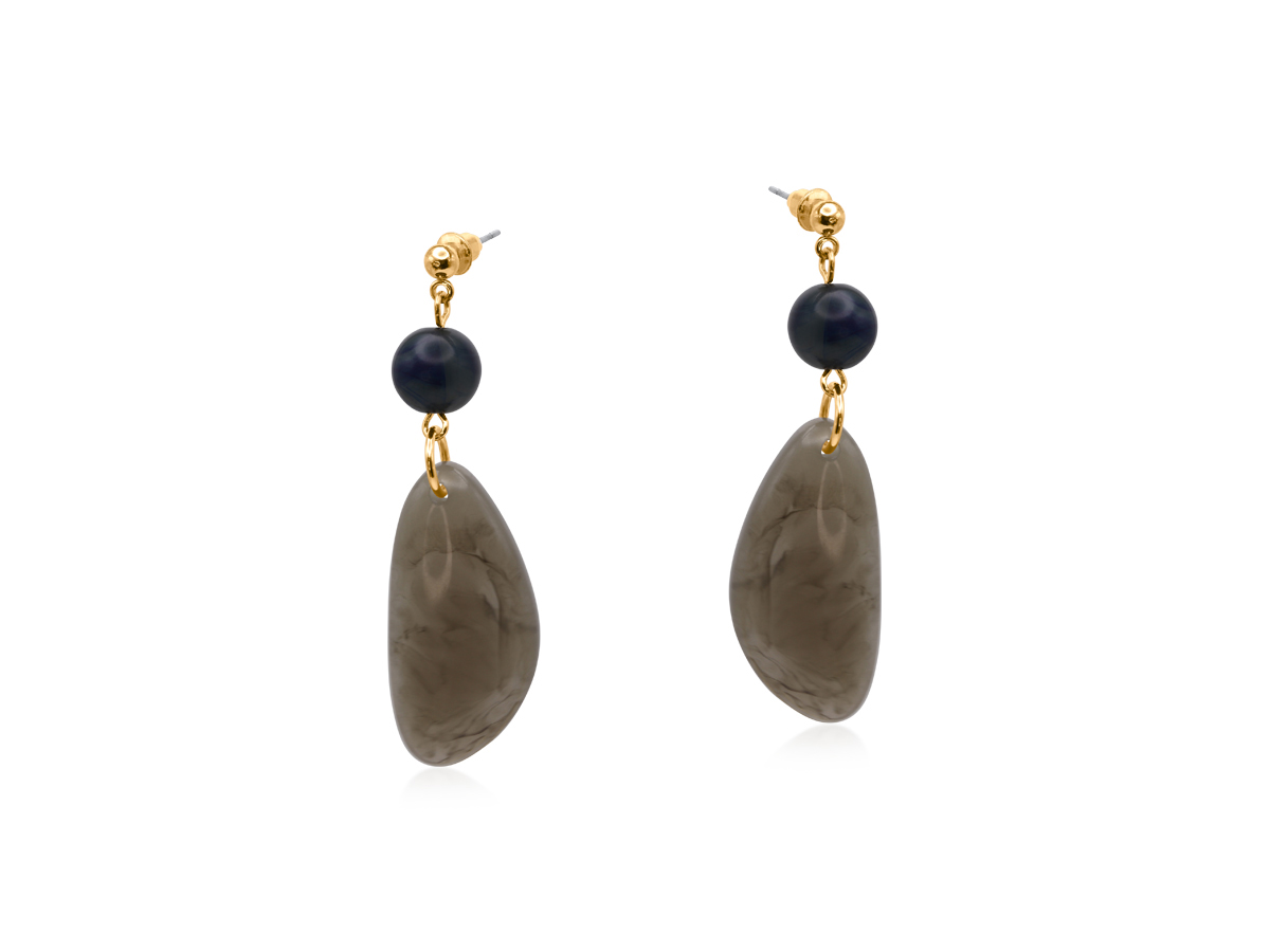 Picture of GREY CATSUANE RESIN DROP EARRINGS