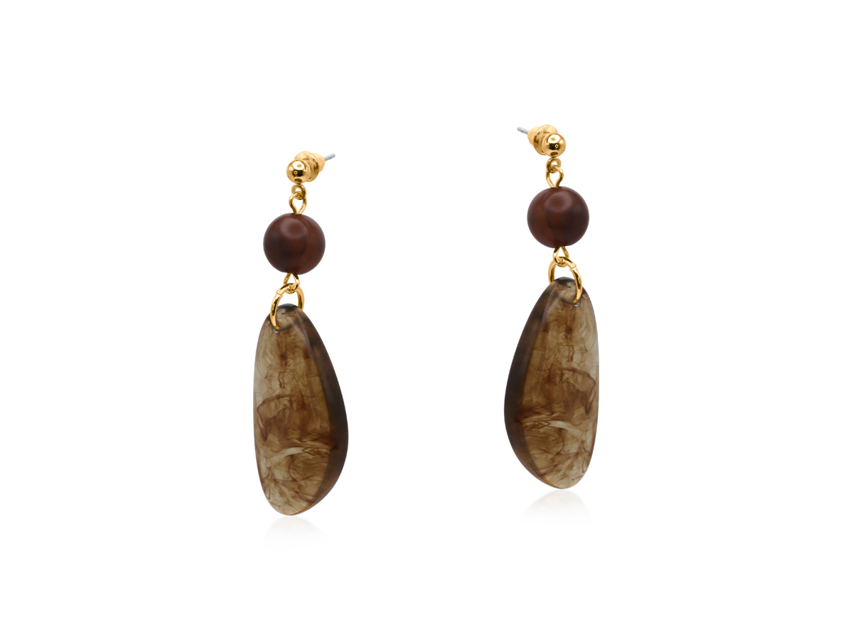 Picture of BROWN CATSUANE RESIN DROP EARRINGS