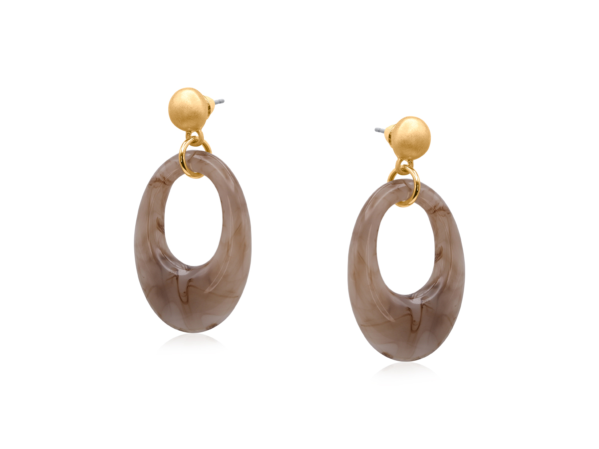 Picture of CREAM EGWENE DROP RESIN METAL EARRINGS