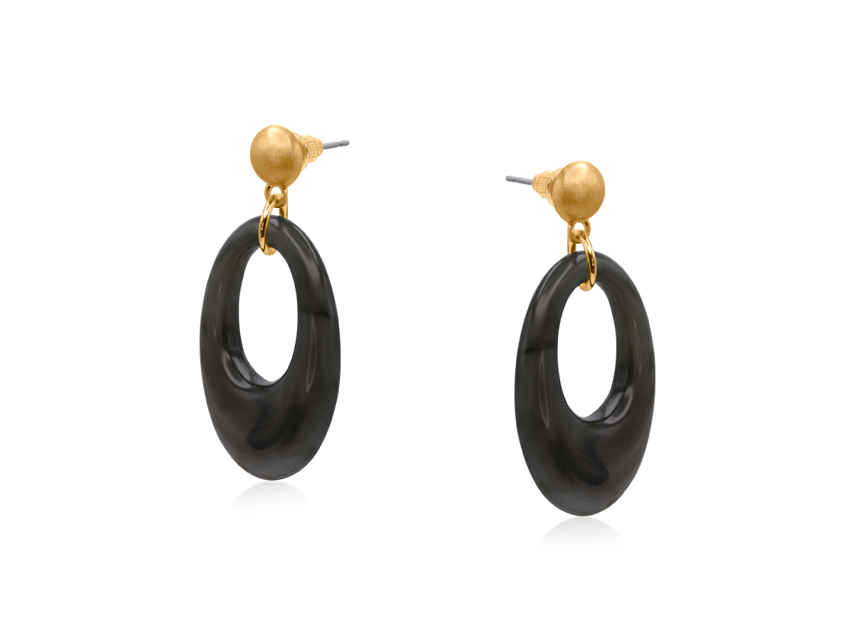 Picture of GREY EGWENE DROP RESIN METAL EARRINGS