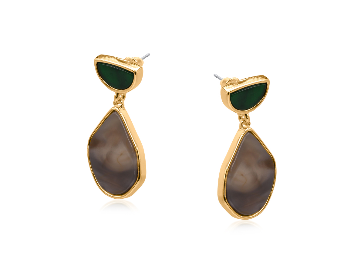 Picture of BEIGE/GREEN  PALANTIR ENAMEL RESIN EARRINGS
