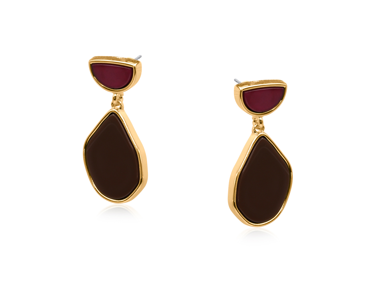 Picture of RED/BROWN PALANTIR ENAMEL RESIN EARRINGS