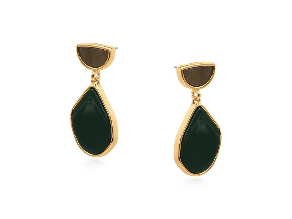 Picture of GREEN/CREAM PALANTIR ENAMEL RESIN EARRINGS