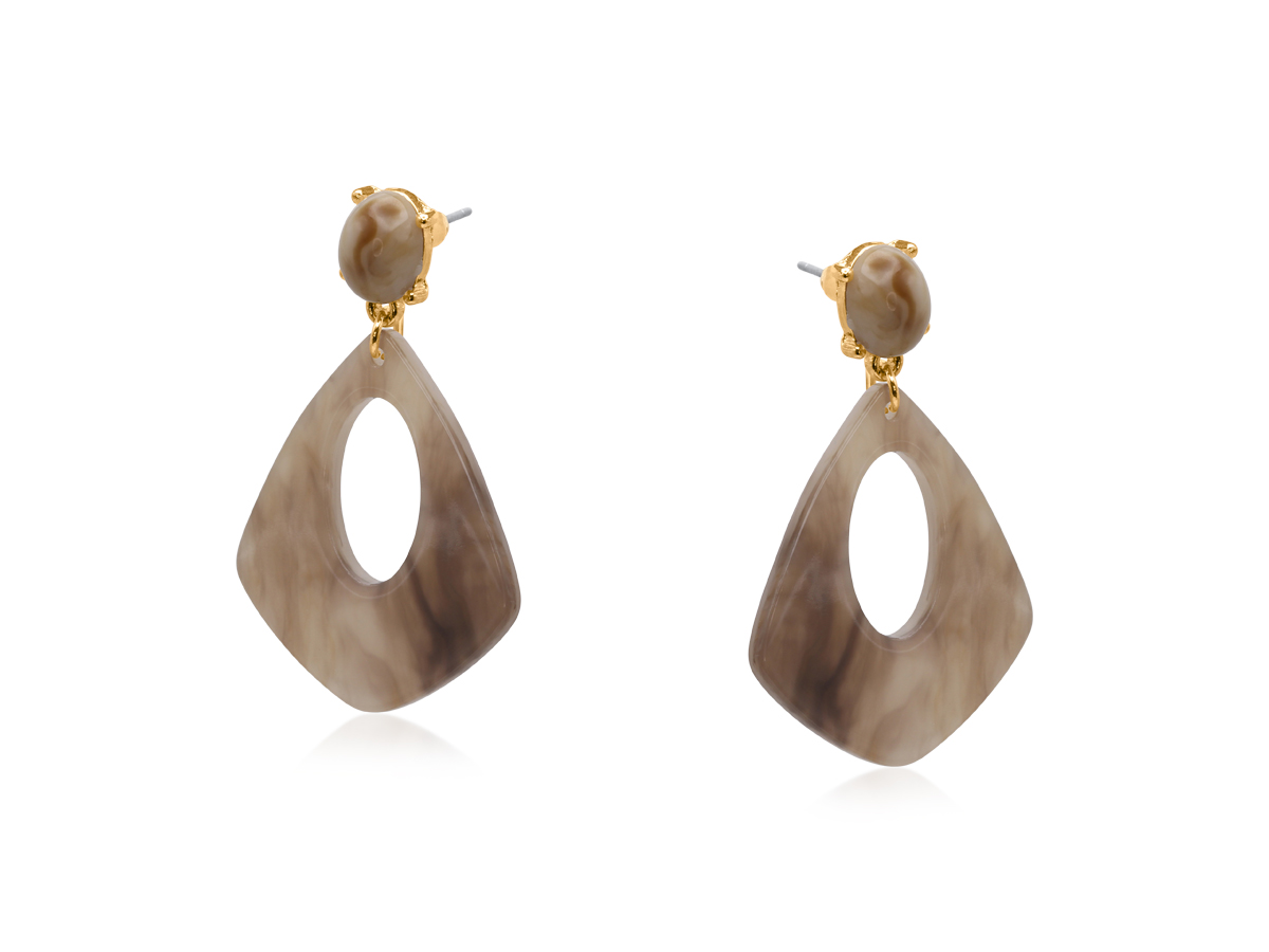 Picture of CREAM MIN GEO RESIN EARRINGS