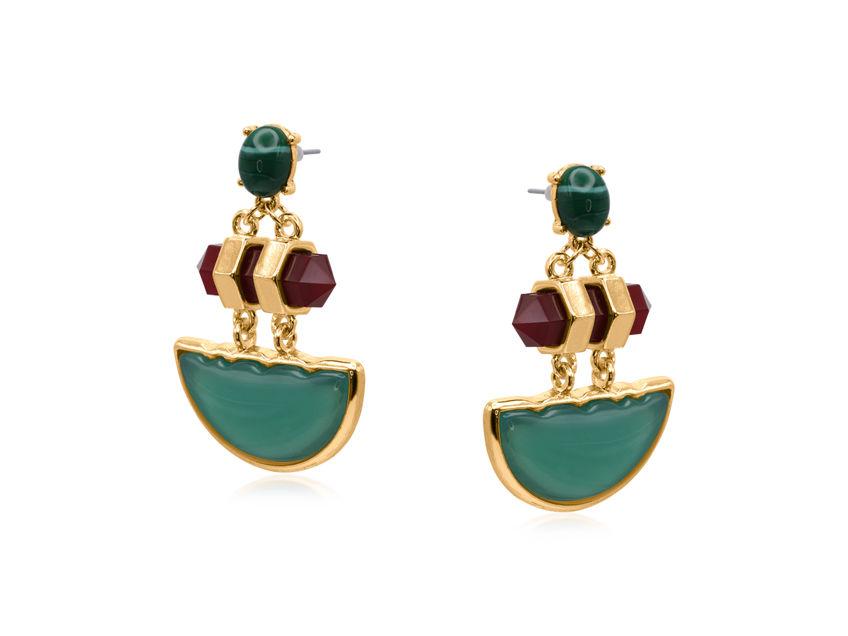Picture of GREEN/PURPLE ALANNA STATEMENT ABSTRACT EARRINGS