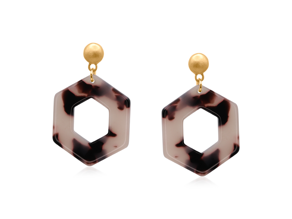Picture of BEIGE PARIS RESIN GEO  EARRINGS