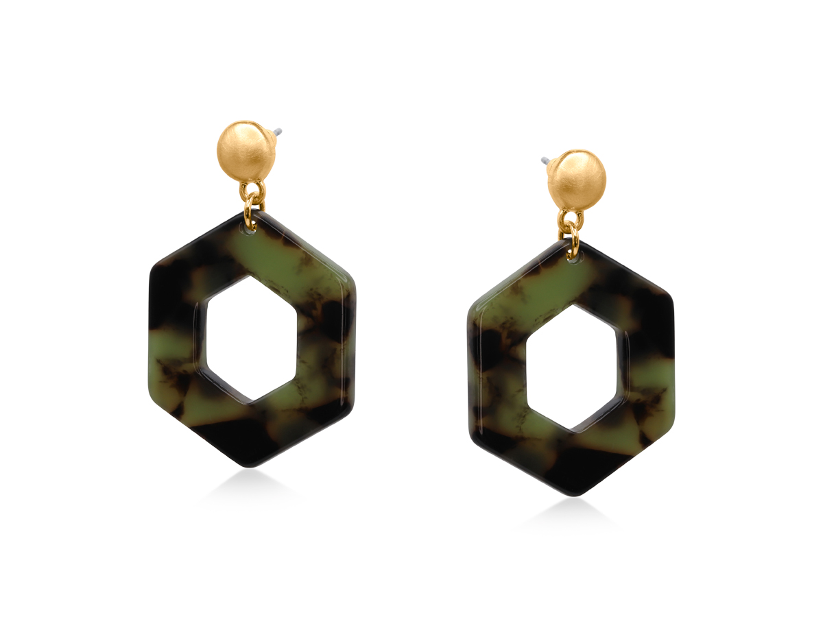 Picture of GREEN  PARIS RESIN GEO  EARRINGS
