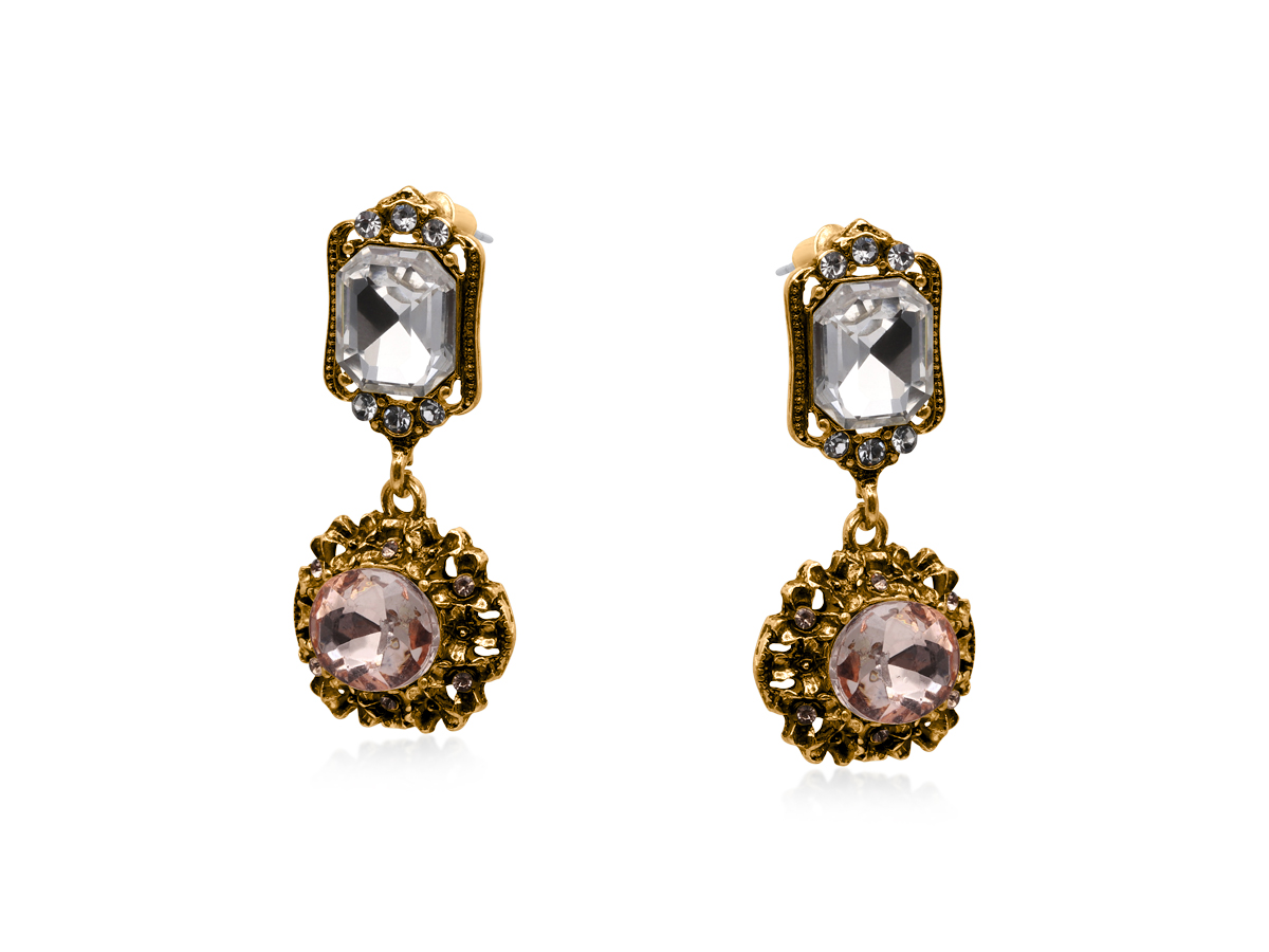 Picture of CRYSTAL PINK VALERIA DEMI FINE EARRINGS