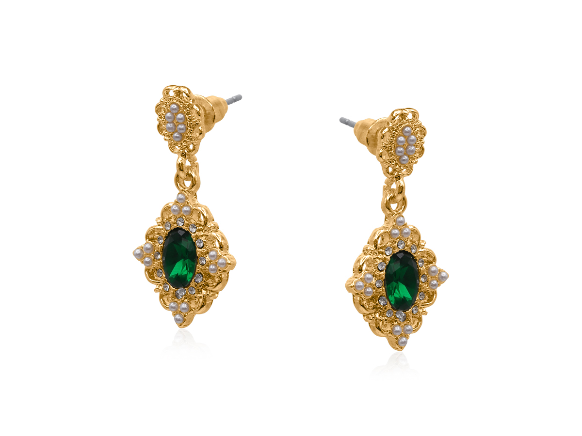 Picture of CRYSTAL GREEN CALIOPE DEMI FINE EARRINGS