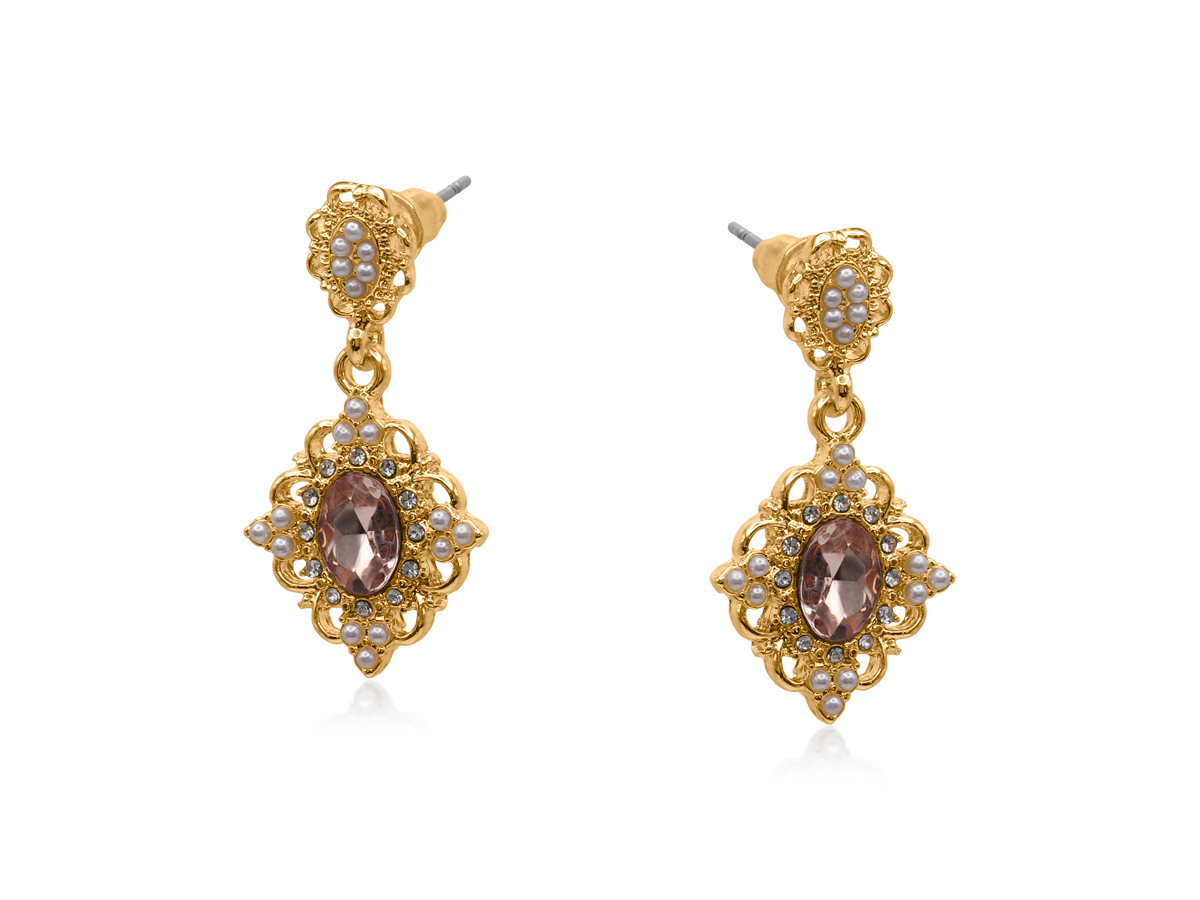 Picture of CRYSTAL PINK CALIOPE DEMI FINE EARRINGS