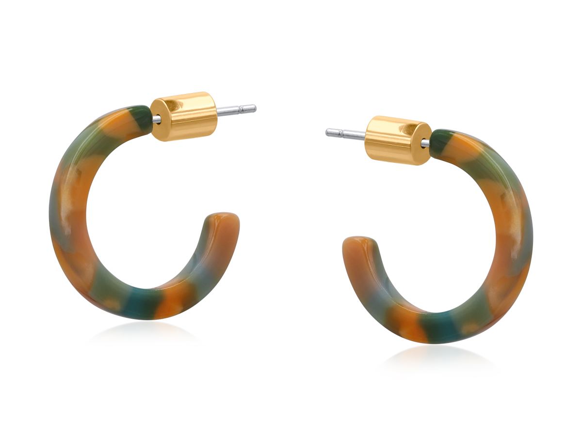 Picture of BLU/ORANGE FABIA PETITE RESIN HOOP EARRINGS