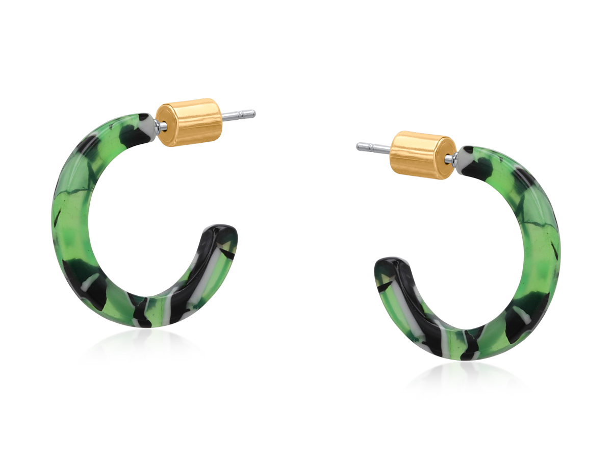 Picture of GREEN LUCCE PETITE RESIN HOOP EARRINGS