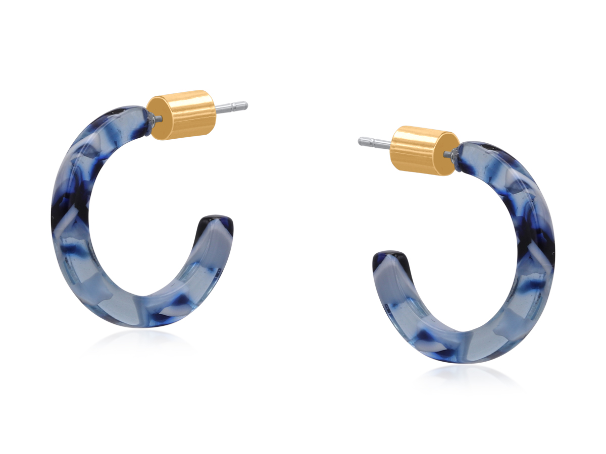 Picture of BLUE LUCCE PETITE RESIN HOOP EARRINGS