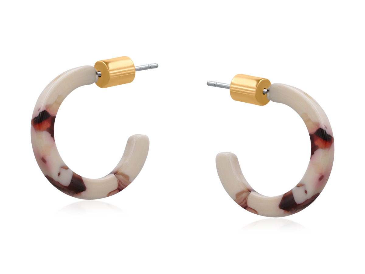 Picture of BEIGE/BROWN GENOA PETITE RESIN HOOP EARRINGS
