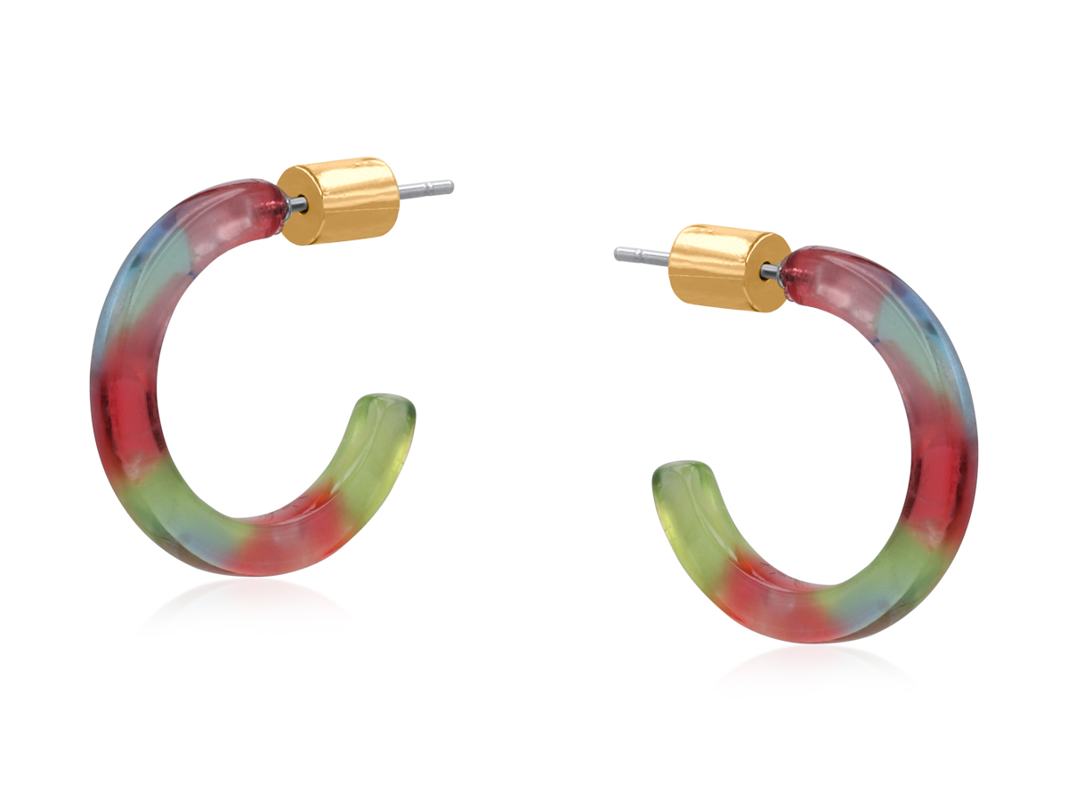 Picture of LIME/RED ANNA PETITE RESIN HOOP EARRINGS