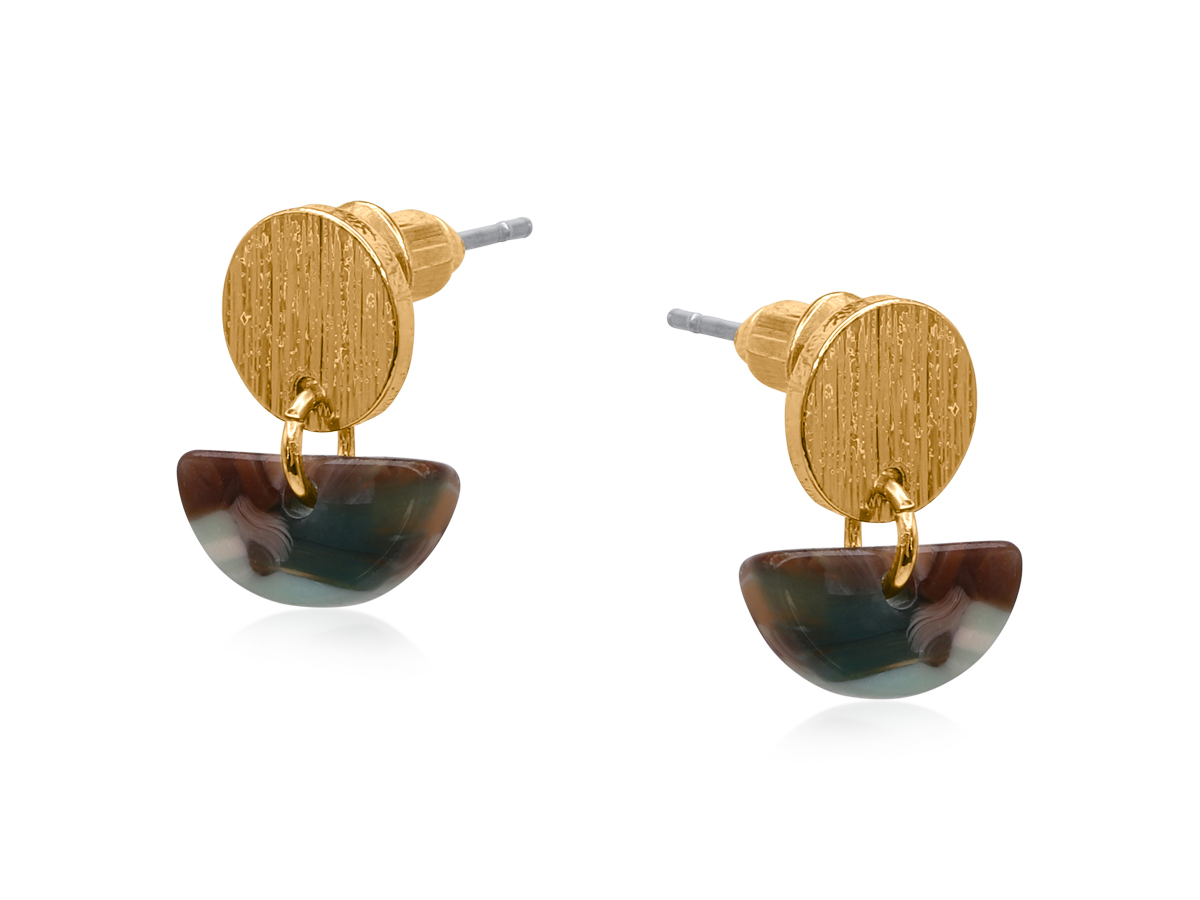 Picture of GREEN/BROWN ALBA PETITE RESIN EARRINGS
