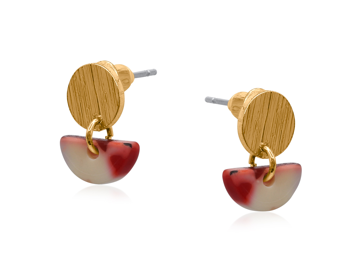 Picture of RED/TAUPE ALBA PETITE RESIN EARRINGS