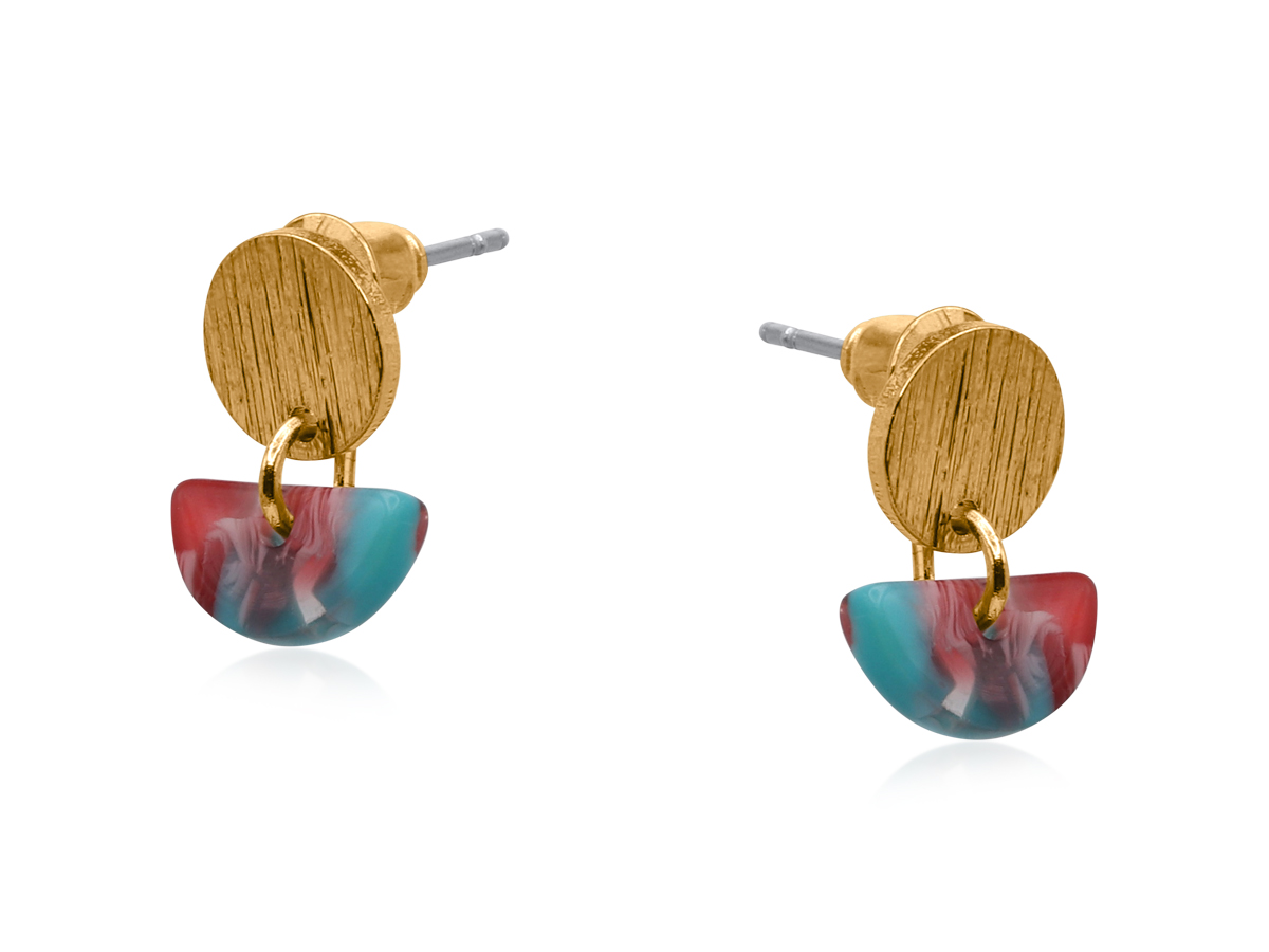Picture of BLUE/RED GENOA PETITE RESIN EARRINGS
