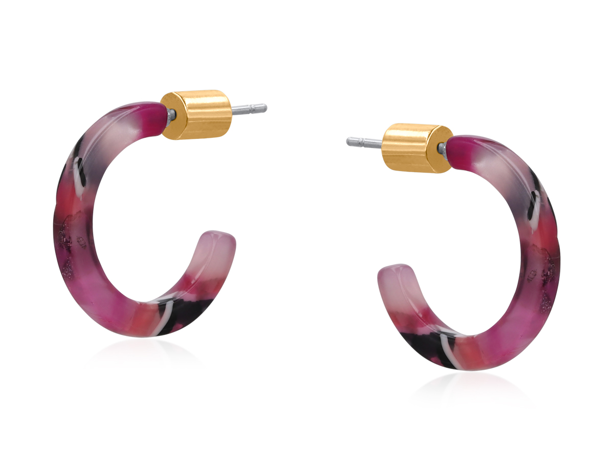 Picture of PINK TALAMANCA PETITE RESIN HOOP EARRINGS