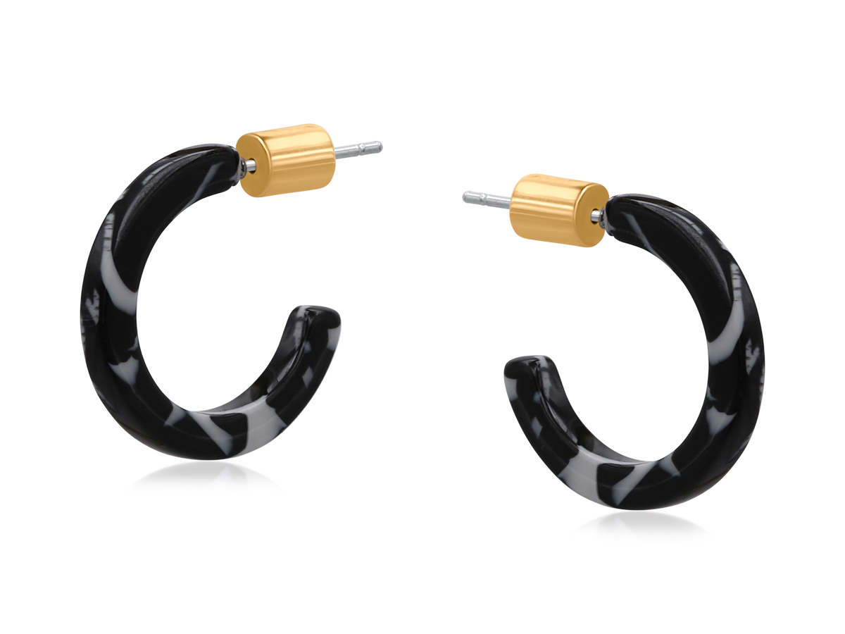 Picture of BLACK  SUNNY PETITE RESIN HOOP EARRINGS