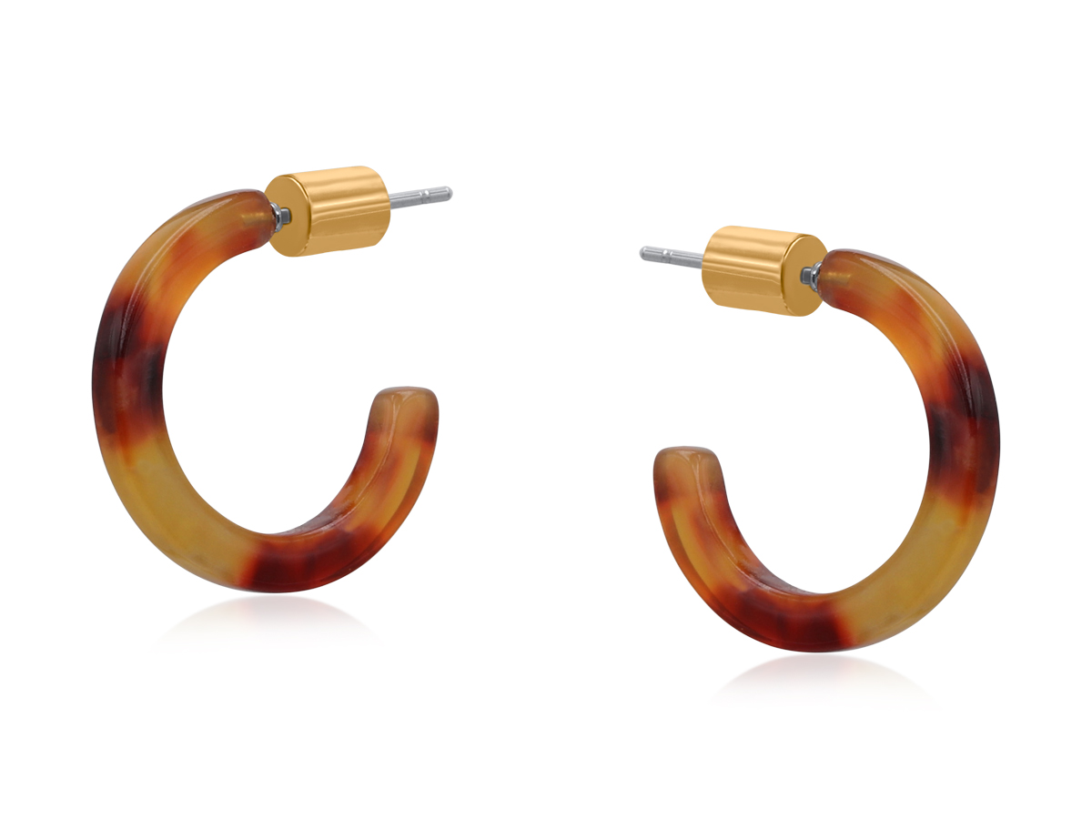 Picture of ORANGE/LILAC ANNALISE PETITE RESIN HOOP EARRINGS