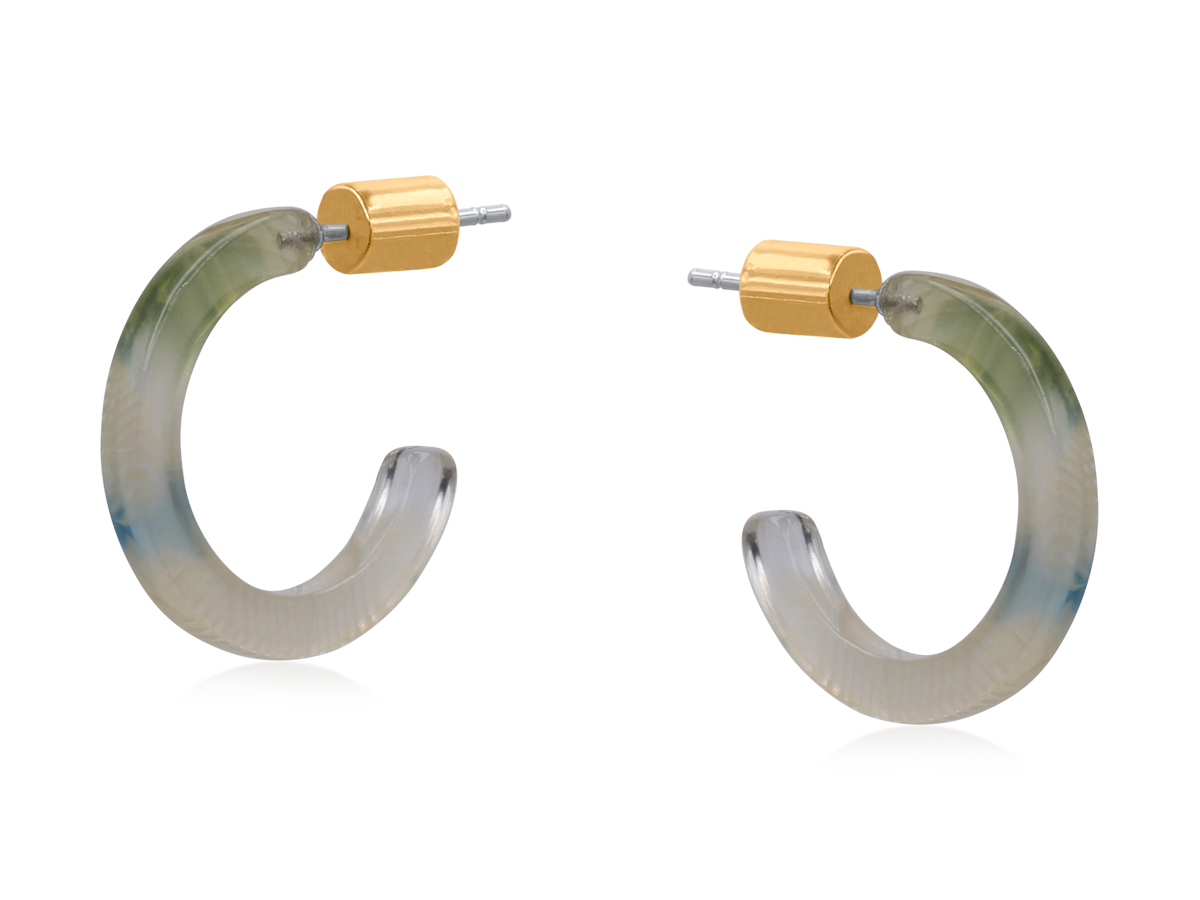 Picture of GREEN/WHITE EVA PETITE RESIN HOOP EARRINGS